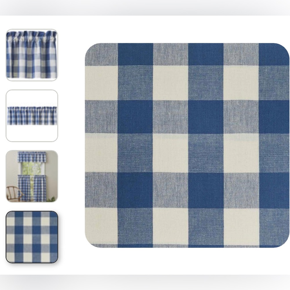 Farmhouse Wicklow Check Valance - China Blue Park Designs 14x72